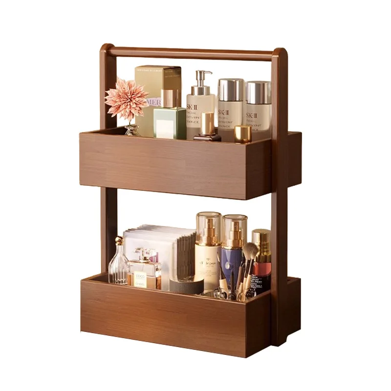 

Solid wood cosmetics storage box, desktop rack, light luxury, high-end lipstick, skin care products, jewelry, multi-layer