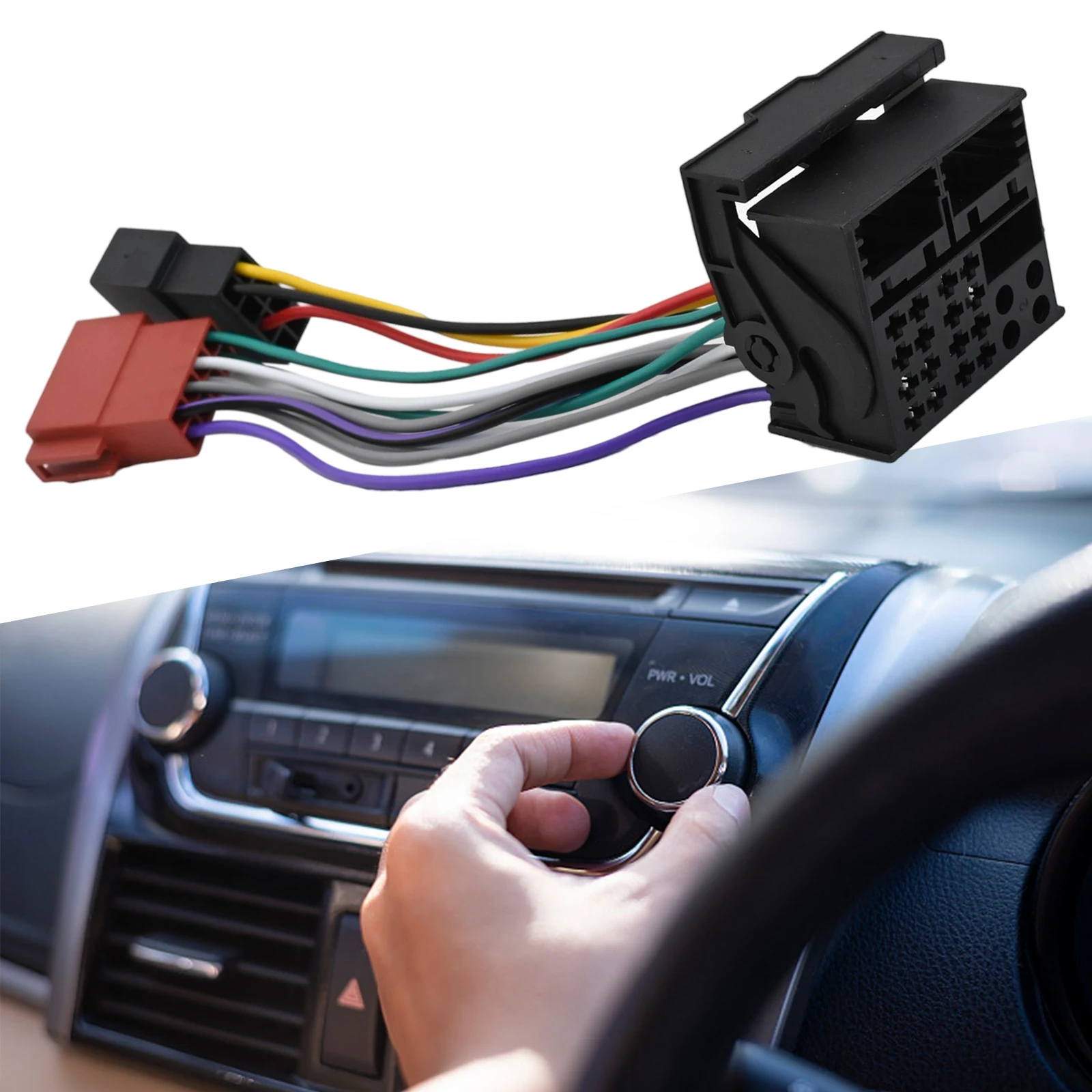 For RCD200 For RCD300 RCD Radio Connector ISO Adapter Cable Radio Installation Black 16Pin Interface 12V Voltage