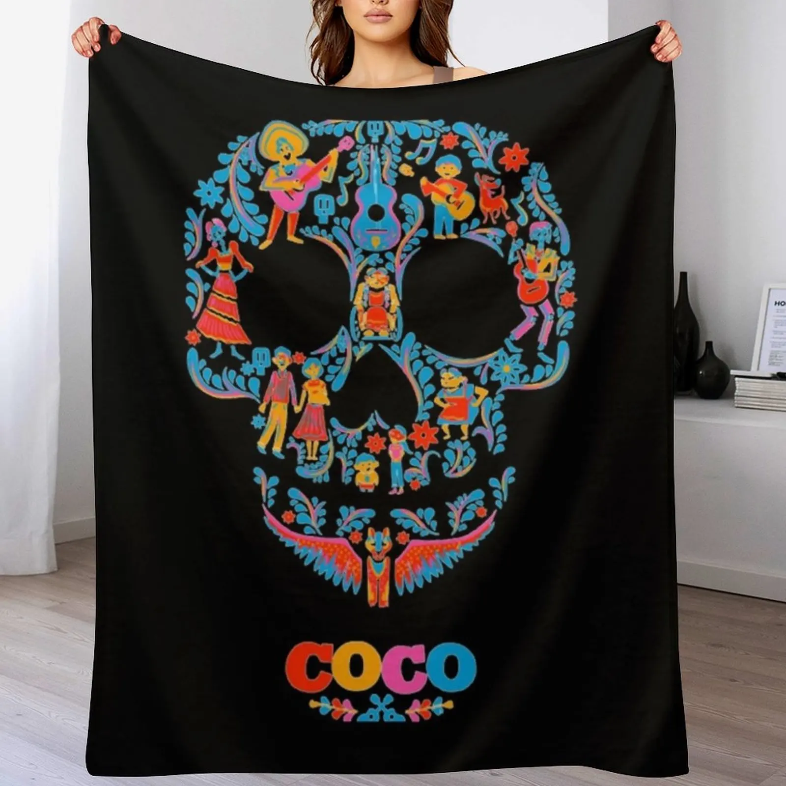 Coco T-ShirtHalloween Coco Throw Blanket blankets and throws Soft Beds Fashion Sofas Blankets