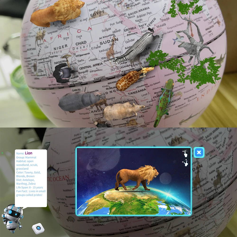 7.8inch Educational World Globe Educational and Decorative Piece  Easy to Read Spinning AR Globe Ideal for Learning Geography