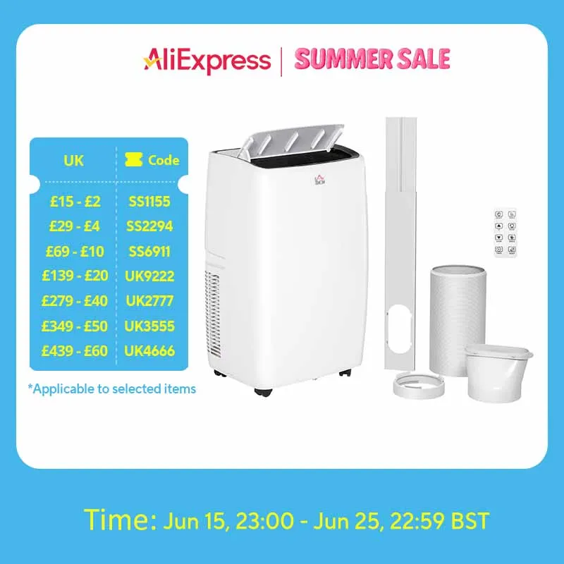 HOMCOM 14,000 BTU Portable Air Conditioner with 40m², Sleep Mode, Dehumidifier