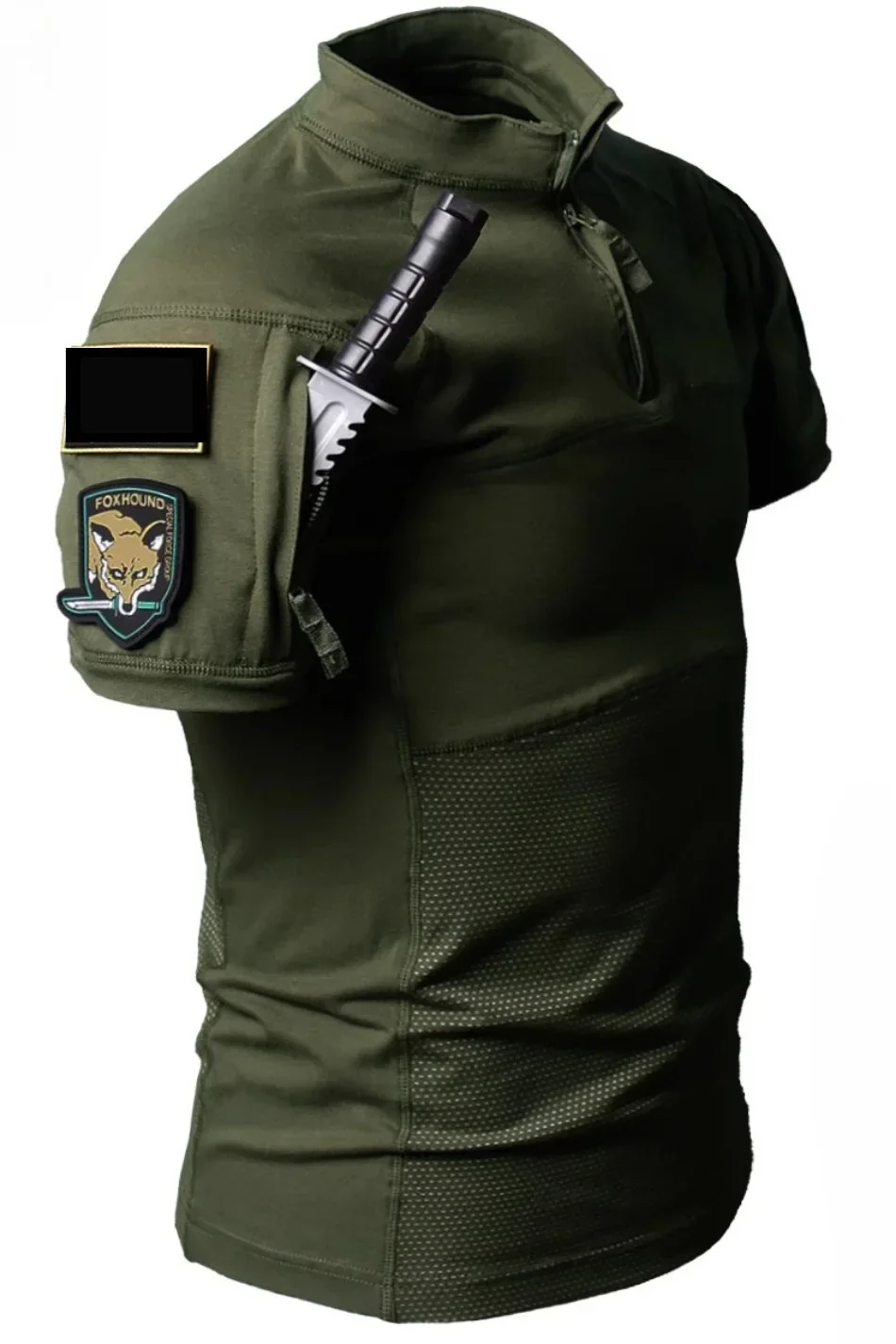 Taktisches T-Shirt Field Combat Tops Half Zipper Stricken Camo Wandern T-Shirts Training Atmungsaktive elastische Outdoor-Trainings-T-Shirts – Detail 18