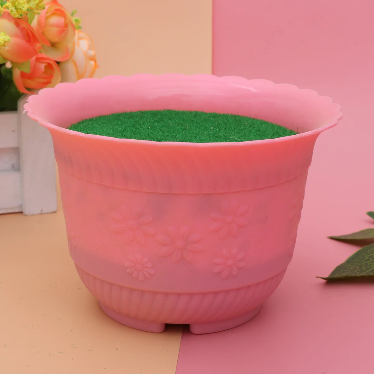 

1Pcs Simulation Turf Flower Pot Flower Mud Premium Material Safe Use Home Garden Handicrafts Decoration Florist Supplies Fresh