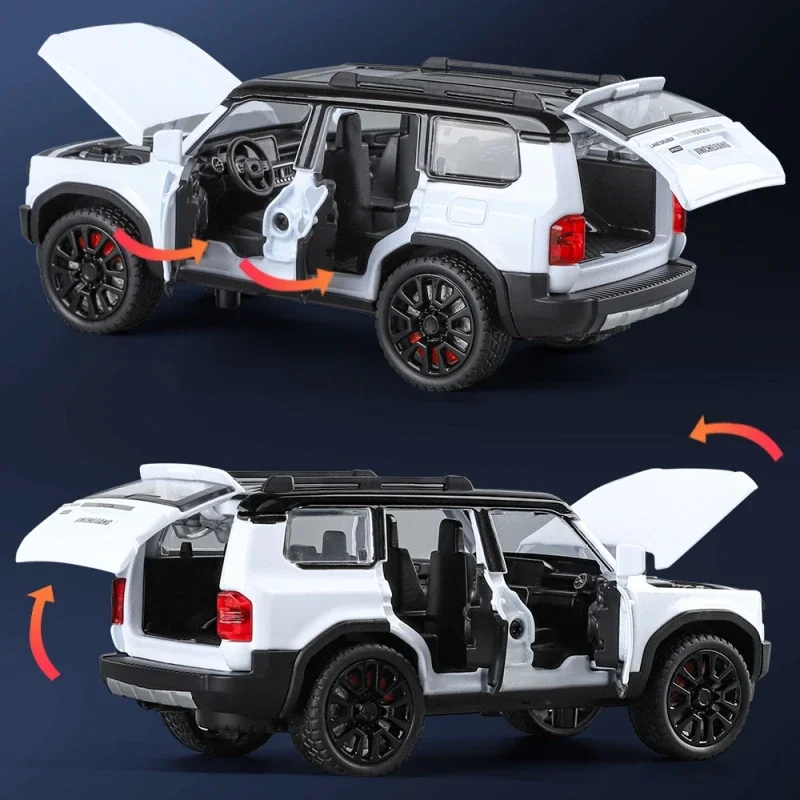 1:32 Toyota Land Cruiser Prado SUV Diecast miniatur mobil skala logam Aloi Model mobil koleksi suara & cahaya hadiah kendaraan mainan