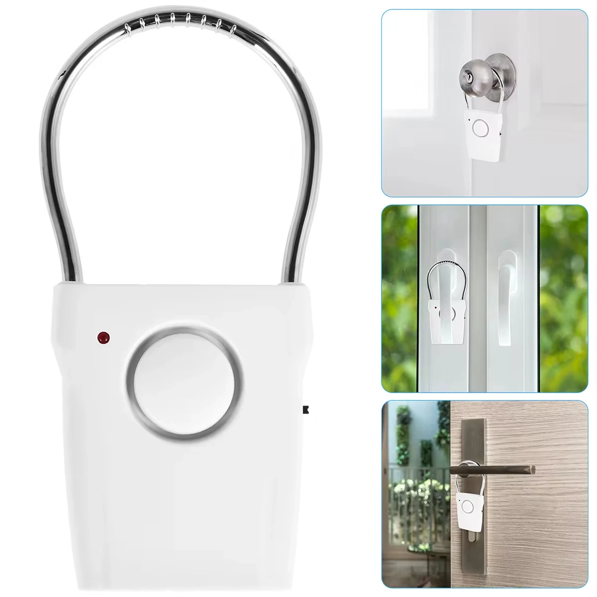 Smart Door Handle Alarm 110dB Door Security Alarm with Adjustable Settings Portable Window Alarm Ultra-Slim Detector for Travel