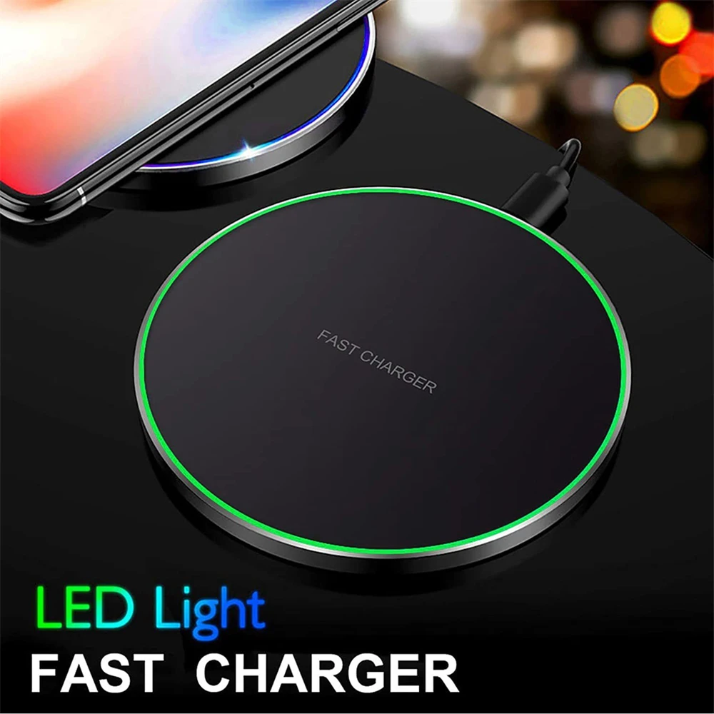 15W 10W 7.5W Qi Fast Chargers Wireless Charger USB C Ultra Thin Portable Safe Cellphone Type-c Wireless Charging Pad