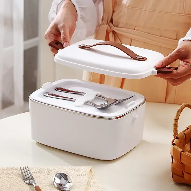220V 110V 12V 1.8L Outdoor Electric Lunch Box Car Portable Stainless Steel Heating Box Thermal Insulation Water-Free Lunch