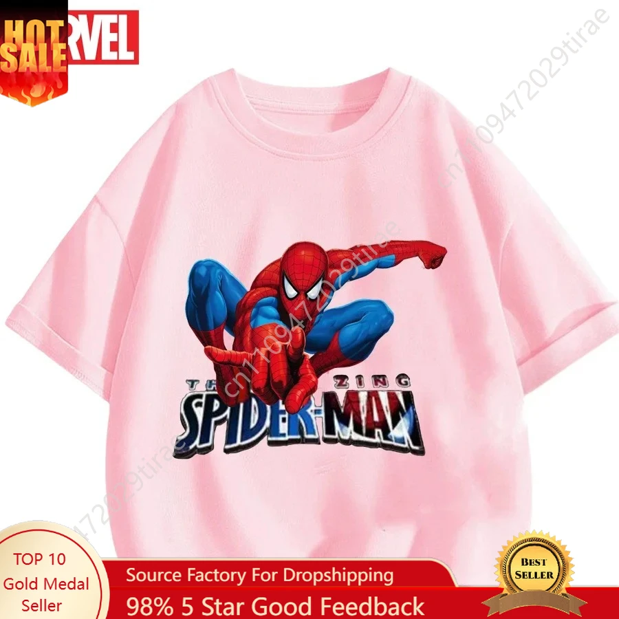

Marvel Summer Spiderman Clothes Spider-Man Battle T-Shirt Marvel Print Tees Cosplay