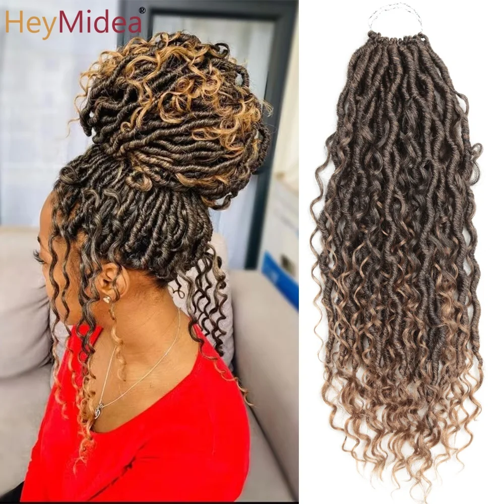 

Синтетические косы Goddess Locs для плетения крючком, кудрявые искусственные локоны, накладные волосы для женщин, черные, в стиле хиппи-бохо