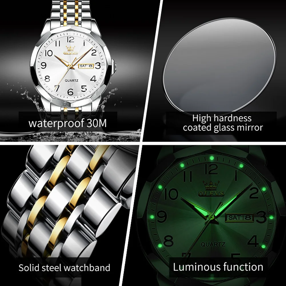 Olevs Quarz Herren uhr Mode einfache Herren Business wasserdichte Edelstahl Digital Zifferblatt Top Luxusmarke Herren uhr