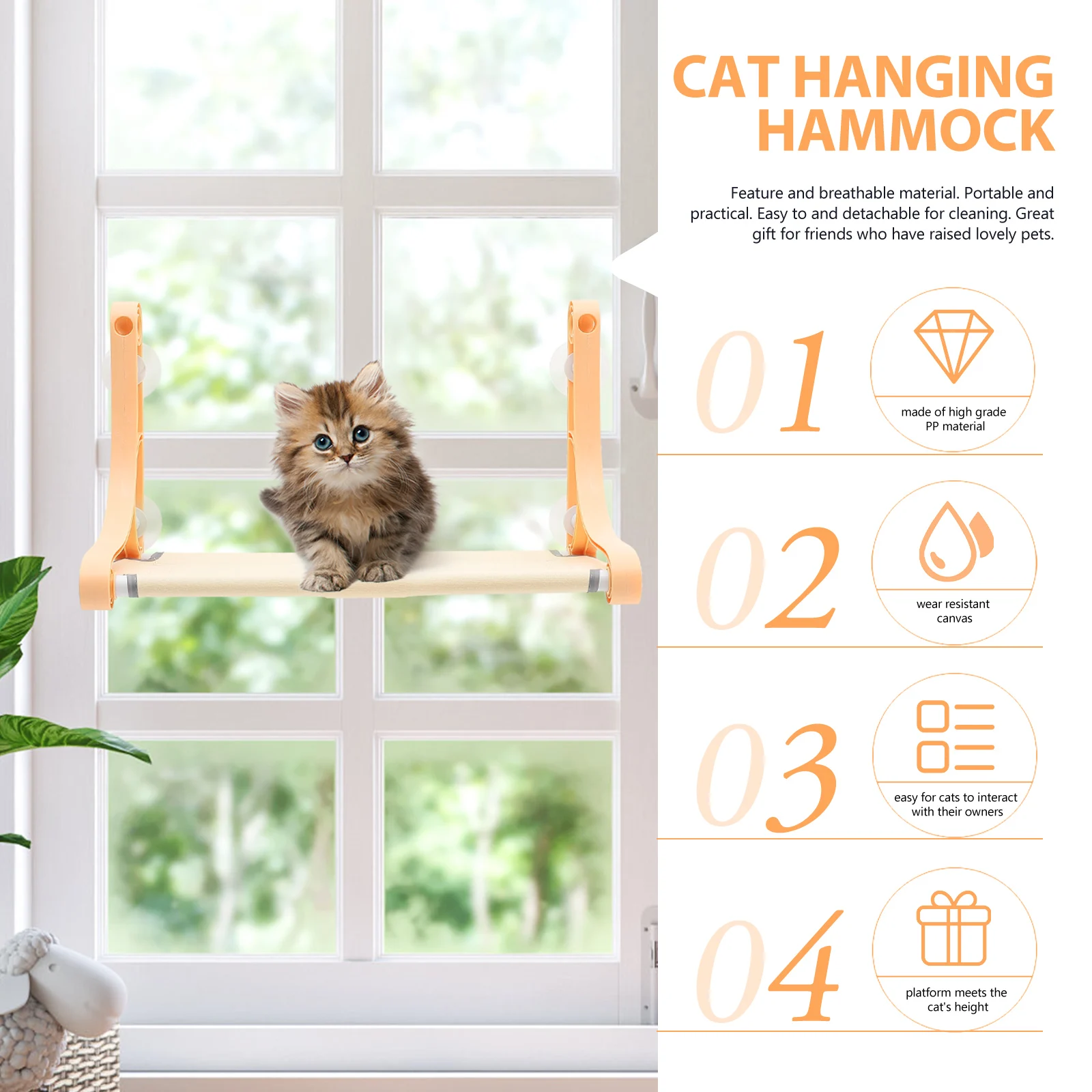 

Premium Cat Window Hammock Suction Cup Safe Comfortable Nest For Sleeping Play Cat Perch Swing Bed Household Pet Supplies