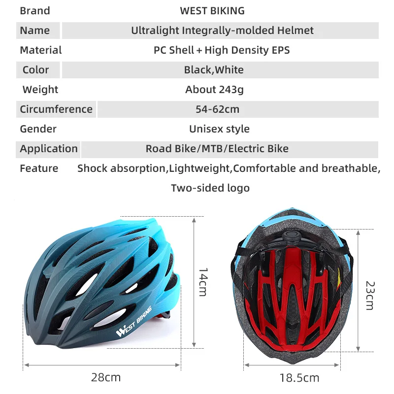 WEST BIKING Kask rowerowy Integralnie formowany szosowy rower górski Bezpieczeństwo Ultralekki wyścigowy kask rowerowy MTB do jazdy na świeżym