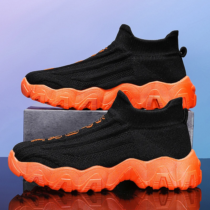 

HKDQ Running Shoes Men Slip on Platform Cushioned Unisex Sneakers Non Slip Breathable Mesh EVA Lightweight Athletic Jogging Shoe