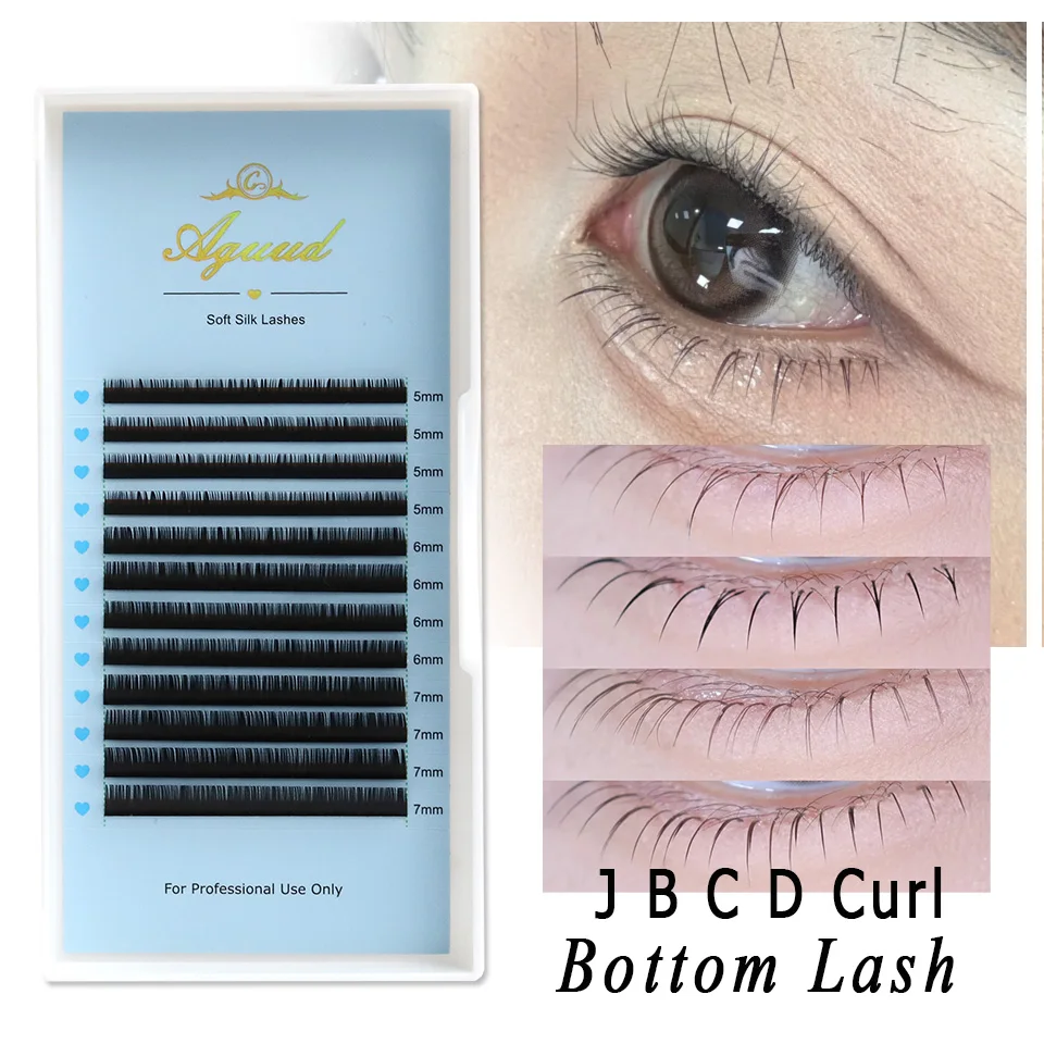 

AGUUD J B C D Curl Bottom Lashes 5mm 6mm 7mm Lower Lash Extensions Single Eyelash Professional Individual Russian Volume Eyelash