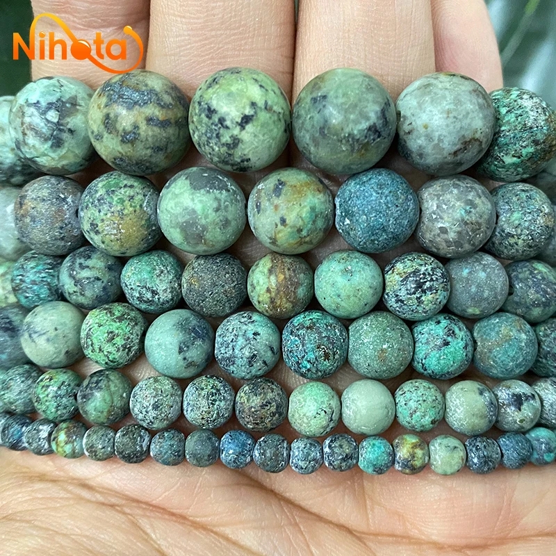 4/6/8/10/12mm Natural Matte African Turquoises Loose Round Beads DIY Bead Perles Bracelet Necklace for Jewelry Making15\