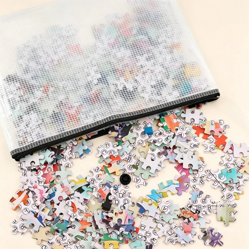 Netz-Reißverschlusstasche mit Griff, durchsichtige wasserdichte Aufbewahrungstaschen für Kinderspielzeug, Bausteine, Spielkarten, Puzzle, Reise-Organizer – Detail 2