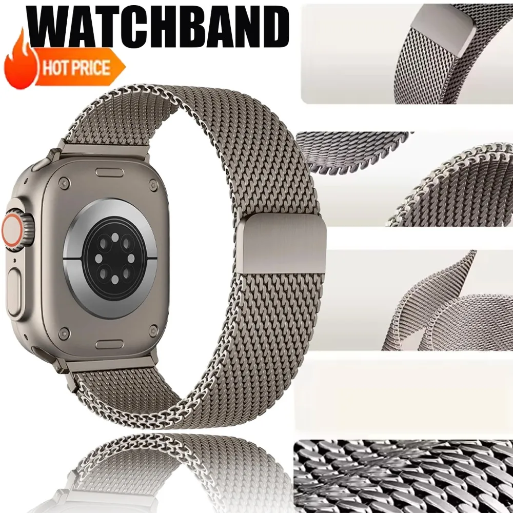 Milanese Loop Armband für Apple Watch Ultra 3-2-1 49mm 11 10 46/42mm Stahlgitter-Armband IWatch 9 8 7 6 5 4 SE 45mm 44mm 41mm 40mm