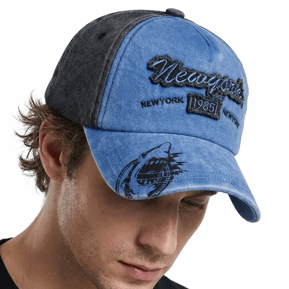 Retro Two-Tone New York 1985 Baseball Cap Washed Cotton Hip Hop Dad Hat Adjustable Distressed Trucker Cap For Man Women Unisex