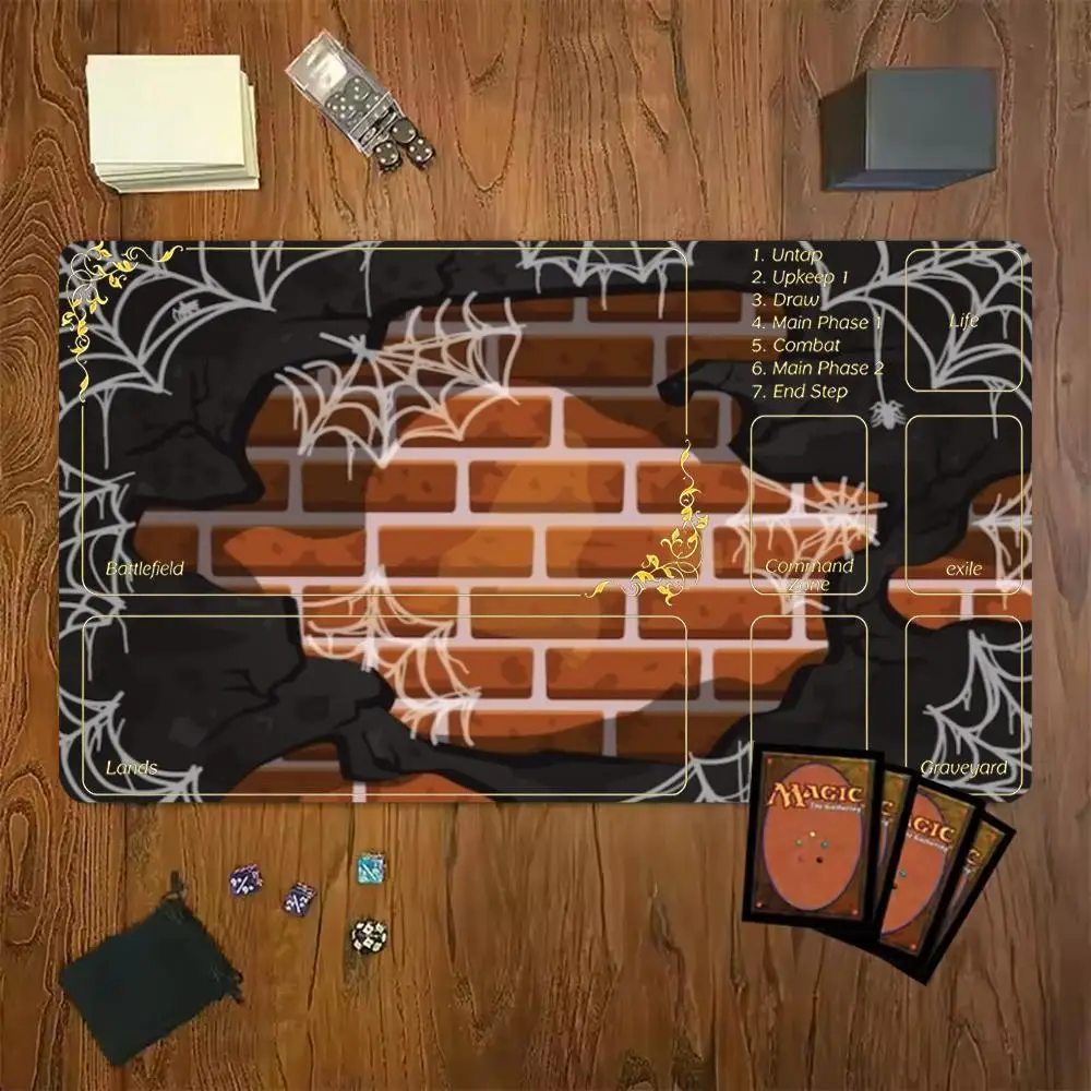 Magic Card Playmat MTG Playmat Halloween Spider Pumpkin Reaper Mat Anti-slip Stitched Edge 35X60CM Desk Mat Tapete Magic MTG