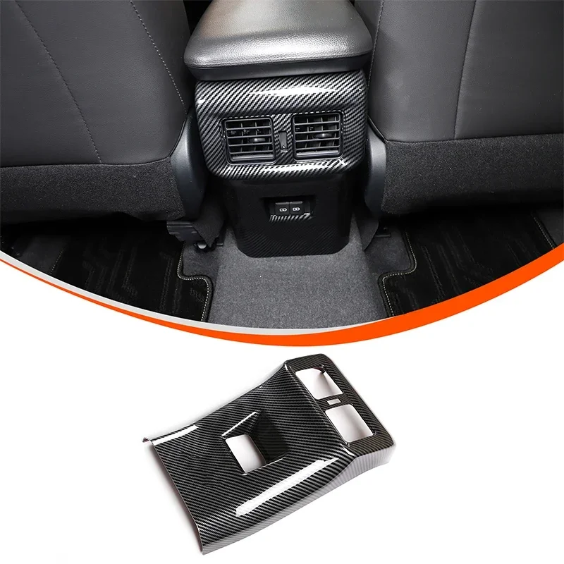 

For Toyota RAV4 2020+ ABS Carbon Fiber Car Rear Air Conditioning Outlet Anti-kick Cover Sticker Car Interior Accessories 1Pcs