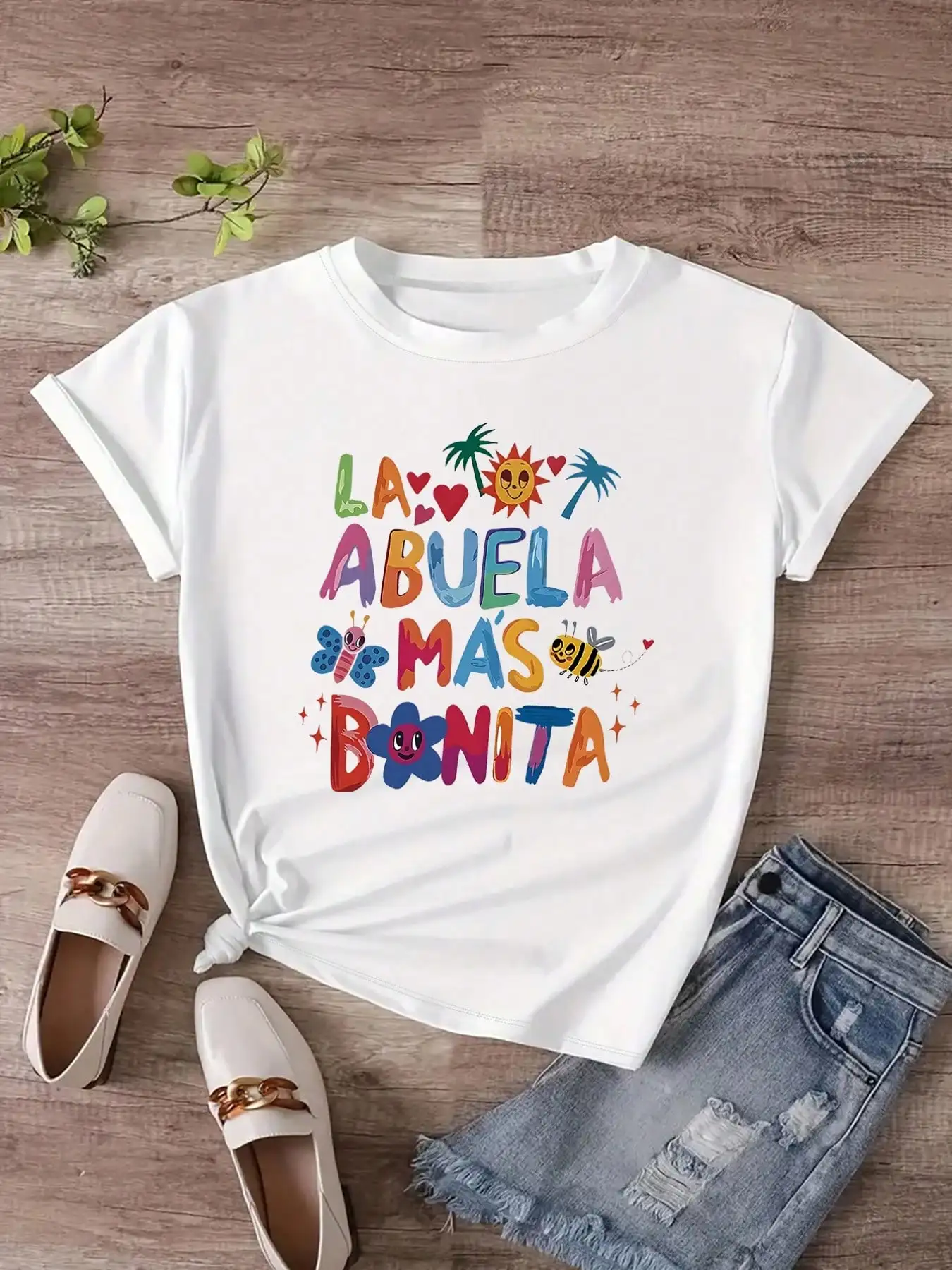 レディース La Abuela Es Mas Bonita グラフィック T シャツ - カラフルなレトロプリント 夏に最適 おばあちゃんへの理想的なギフト