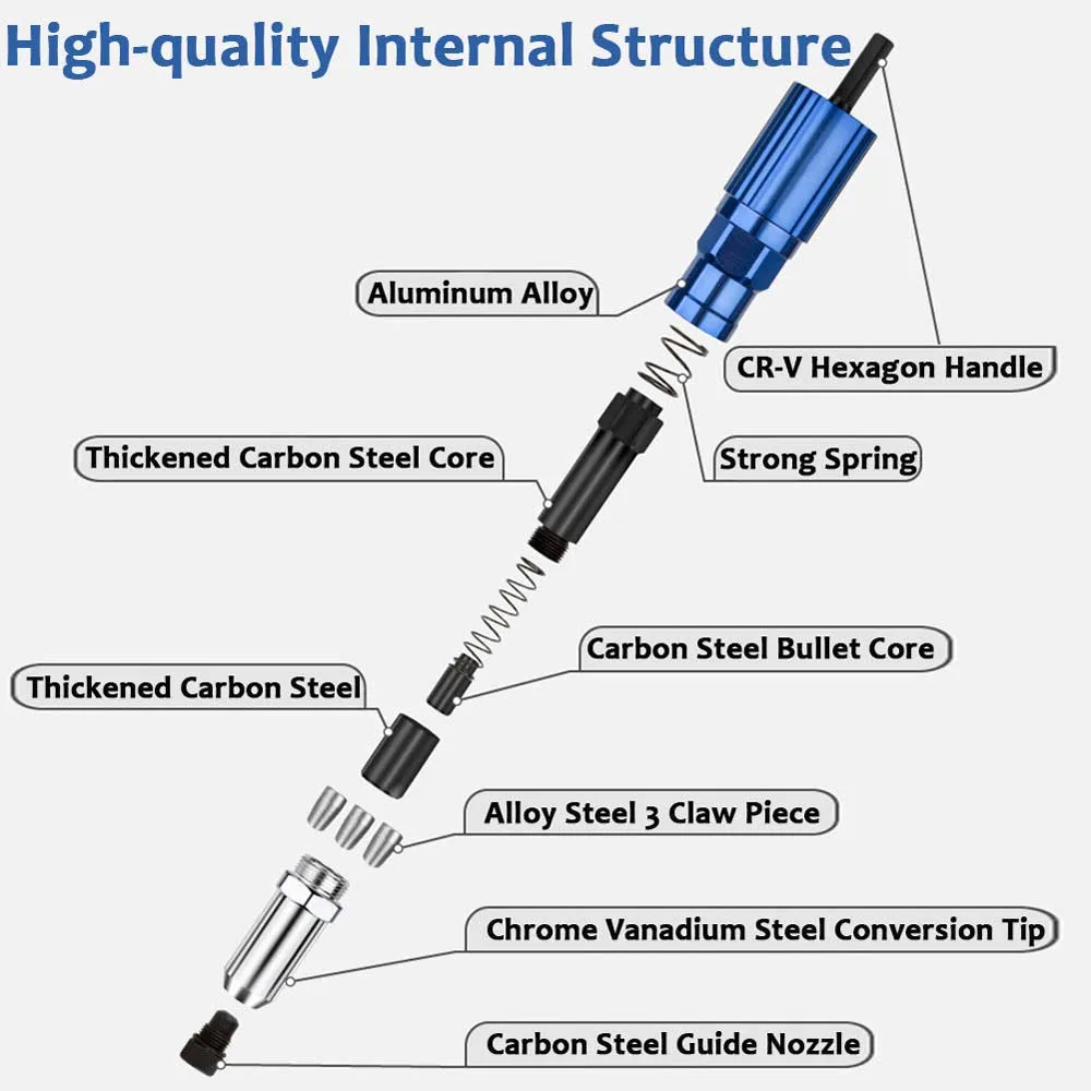전기 리벳 건 어댑터, 2.4mm-4.8mm 리벳 너트 건 드릴 어댑터, 무선 리벳 도구 삽입 너트 풀 리벳 도구, 신제품