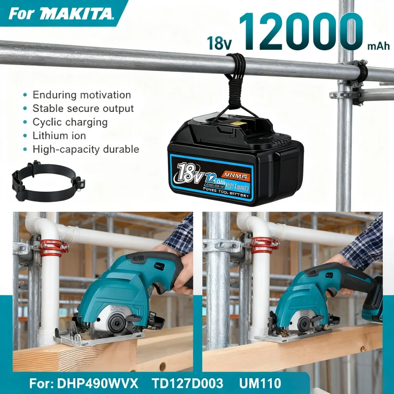 Genuin 12.0Ah 18V  Cycling charging Lithium-Ion for MAKITA Electric tool ✅ for DGA404 DDF487 DTW700C BL1860B BL1850B & More