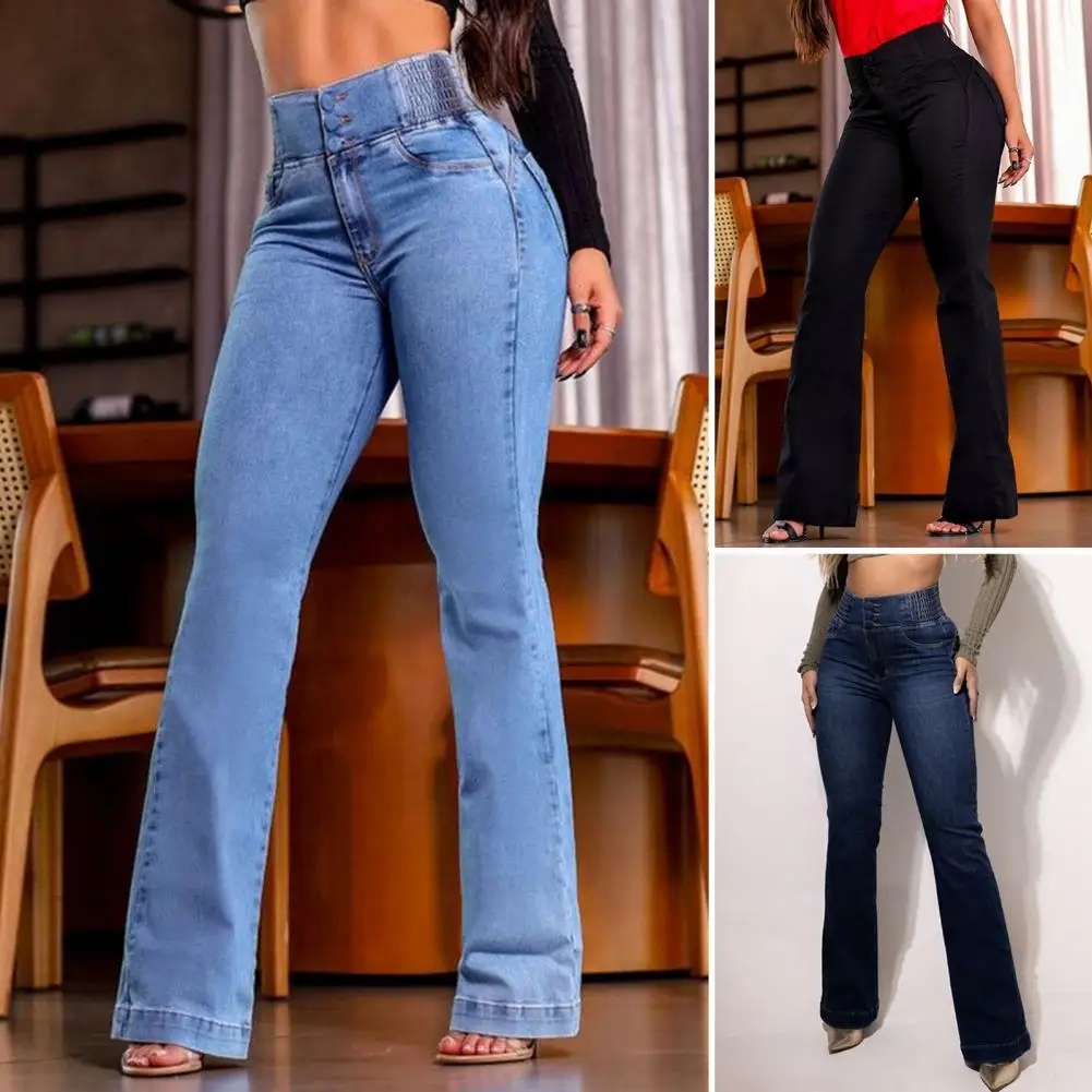 

Women Jeans Regular Fit Flared Stretch Jeans Flared Stretch Jeans High Waist Bell Bottom Trousers High Waist Bell Bottom Pants