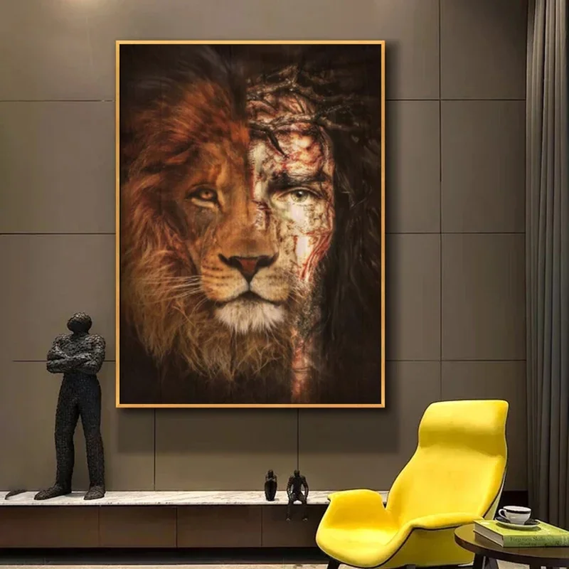 Classical Jesus Lion of Judah Canvas Painting  Abstract Animal Posters  Prints  Nordic Wall Pictures for Living Room Home Decor