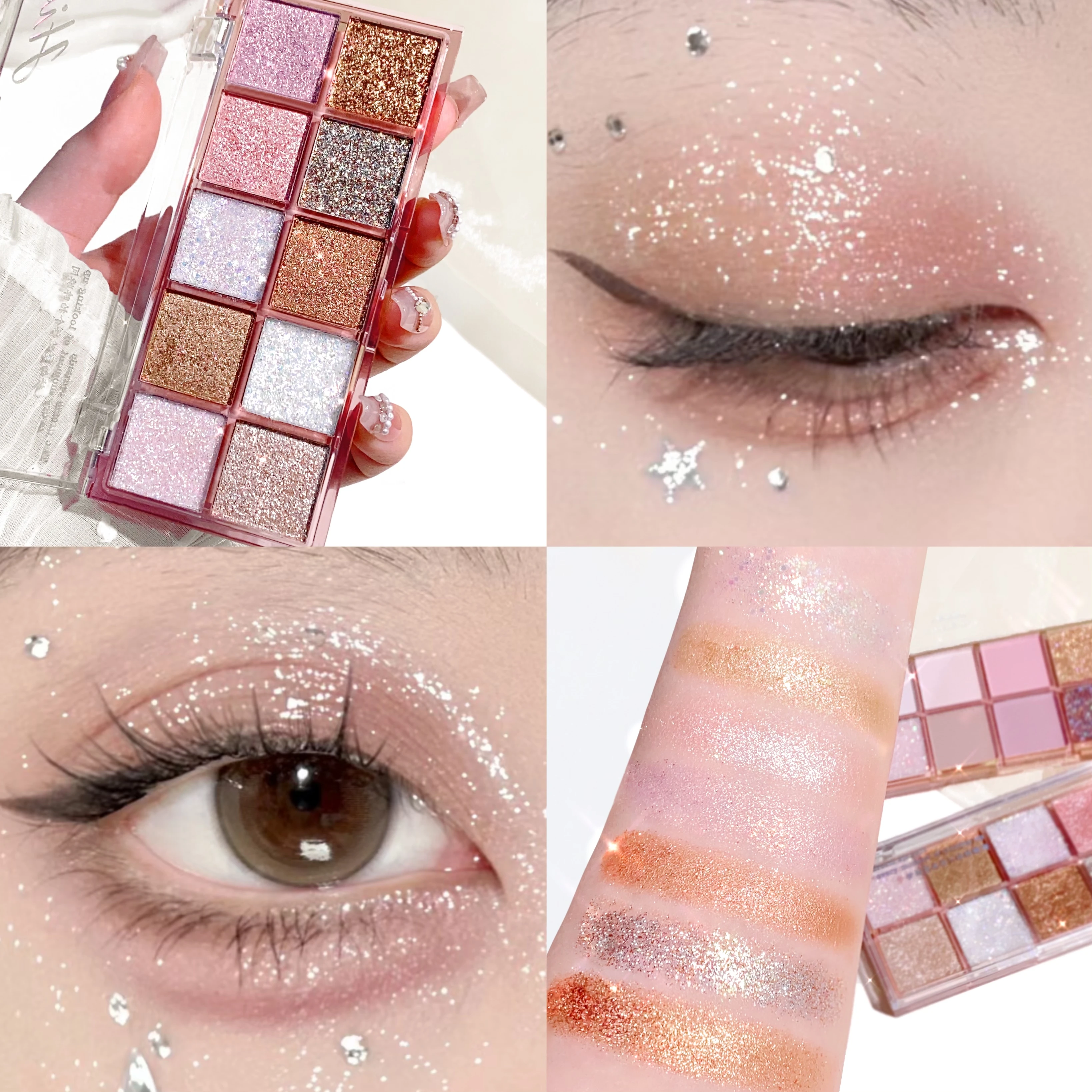 10-Color Eyeshadow Palette: Shimmer, Matte, and Fine Sparkle - Earth Tones and Taro Colors