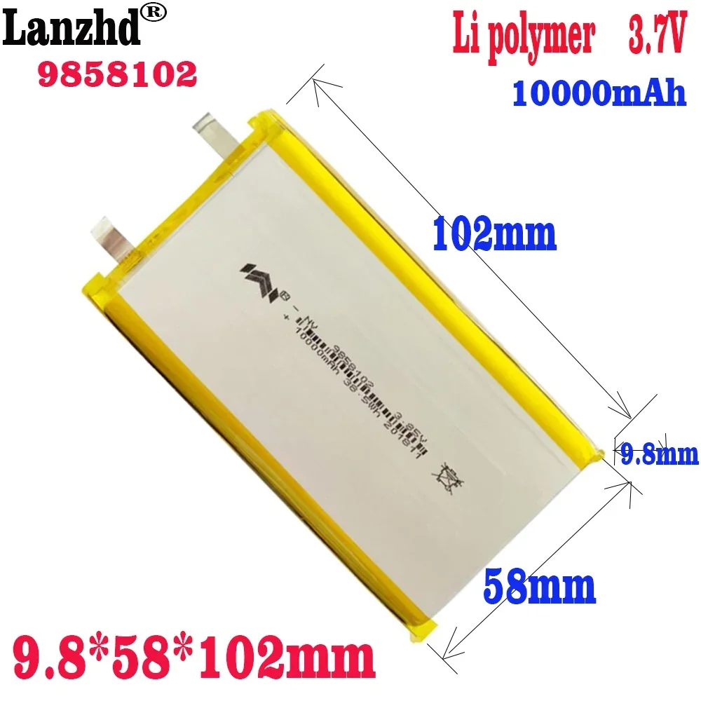 

1-12PCS 3.8V 9858102 Li polymer lithium battery 10000mAh For Xiaomi power bank navigator tablet MID Batterie 3.7V 9.8*58*102mm