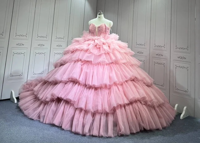 

Mumuleo Розовые многослойные платья Quinceanera 2026 Vestidos De 15 Anos XV Vestidos Quinceanera Бальные платья Para 15 Женская праздничная одежда