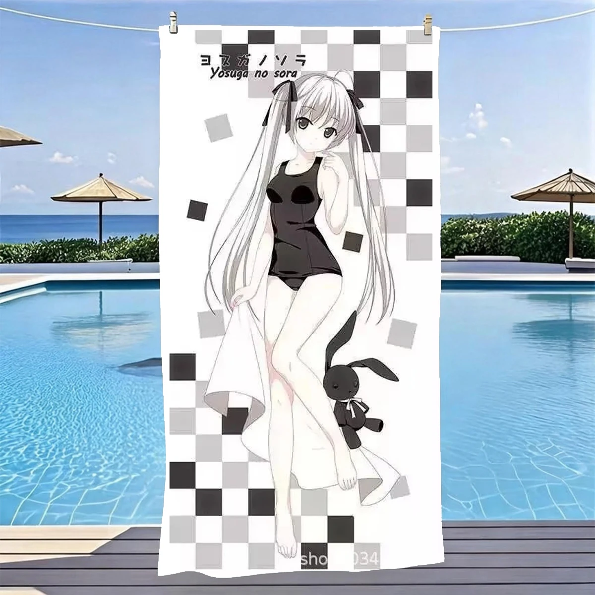1pc Yosuga no Sora Sora Kasugano Bunny Doll Beach Towel Microfiber Quick Dry Bath Towel For Pool Beach Travel Otaku Fans Gift
