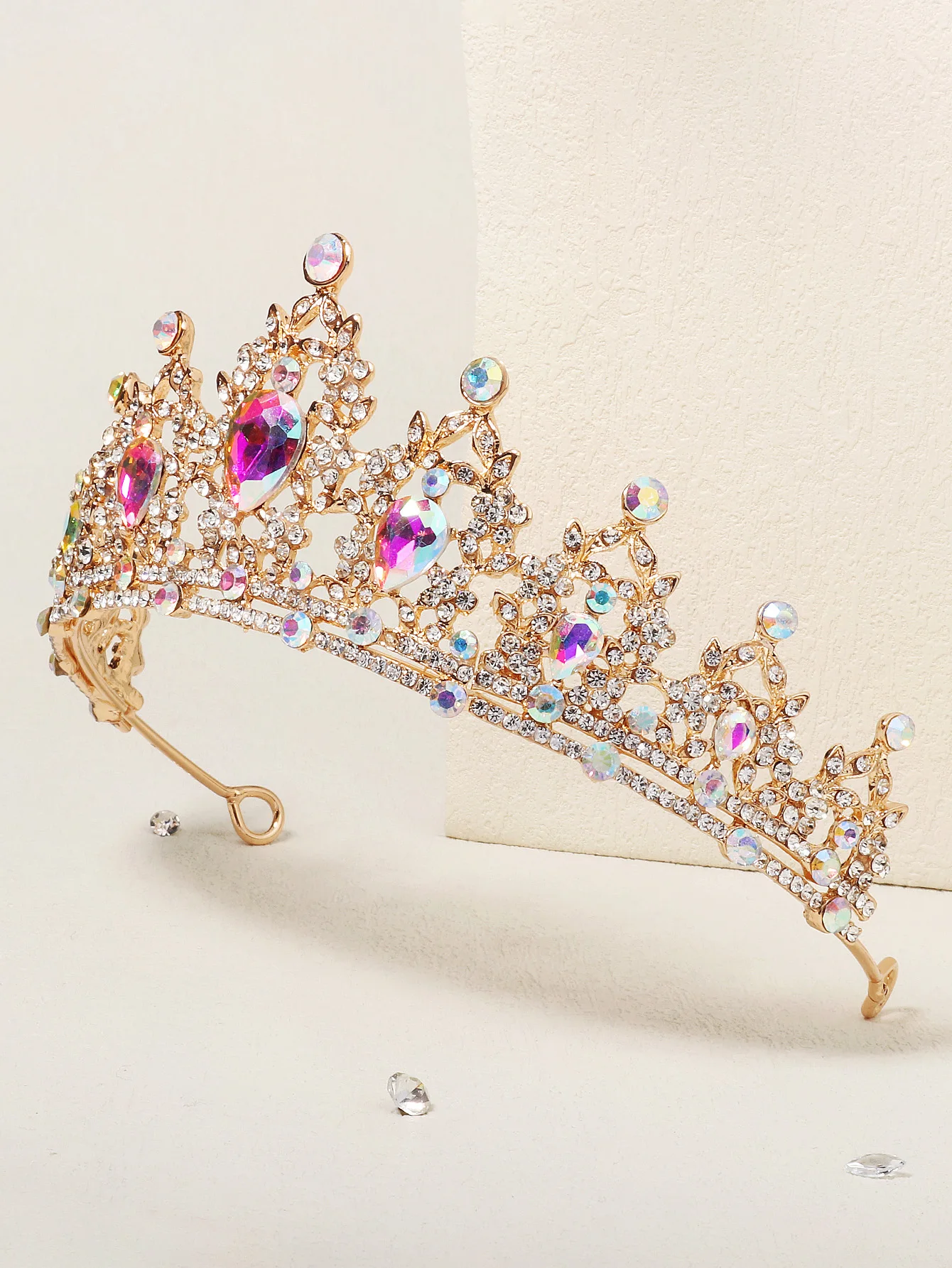 Mode Schwarz Kristall Haar Krone für Frauen Haar Zubehör Prom Gold Farbe Tiaras und Kronen Braut Haar Schmuck Geschenke – Detail 33