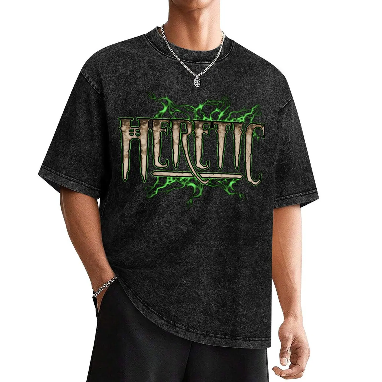 Heretic Logo Electified T-Shirt Blouse cotton graphic tees cheap stuff mens graphic t-shirts hip hop