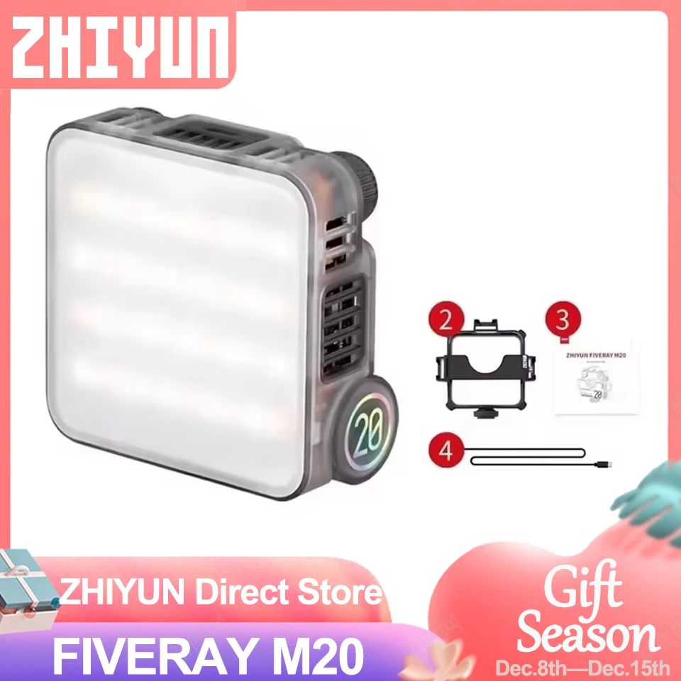 ZHIYUN FIVERAY M20C M20 20W RGB LED Video Light 2500K-10000K Photography Light App Control Pocket Fill Lamp for Vlog Live Camera