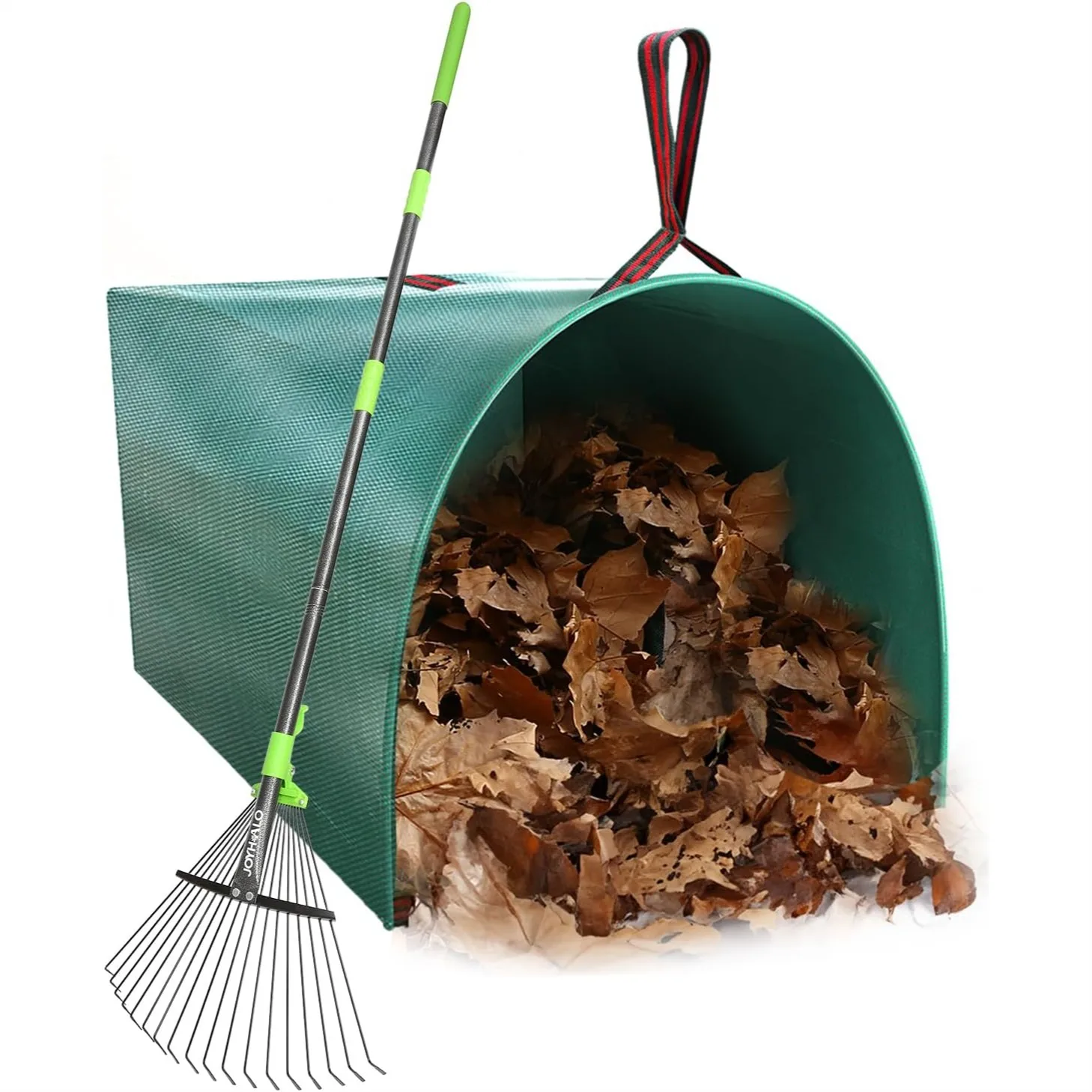 

63.4 Inch Adjustable Leaf Rake Set with 40 Gallon Leaf Bags for Lawn and Garden Cleanup