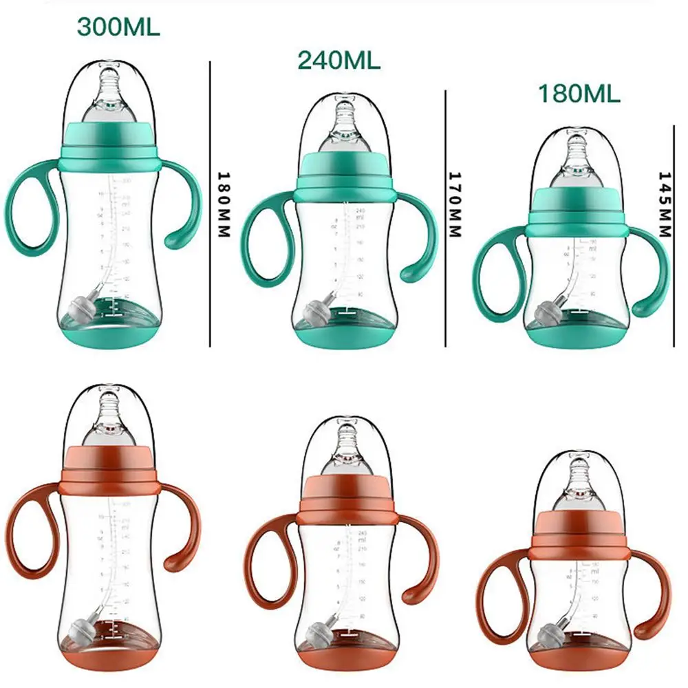 Succo di frutta portatile sicuro Silicone Alimentatore per neonato di grosso calibro Biberon per capezzoli con impugnatura Bottiglie per il latte per la cura dell'allattamento