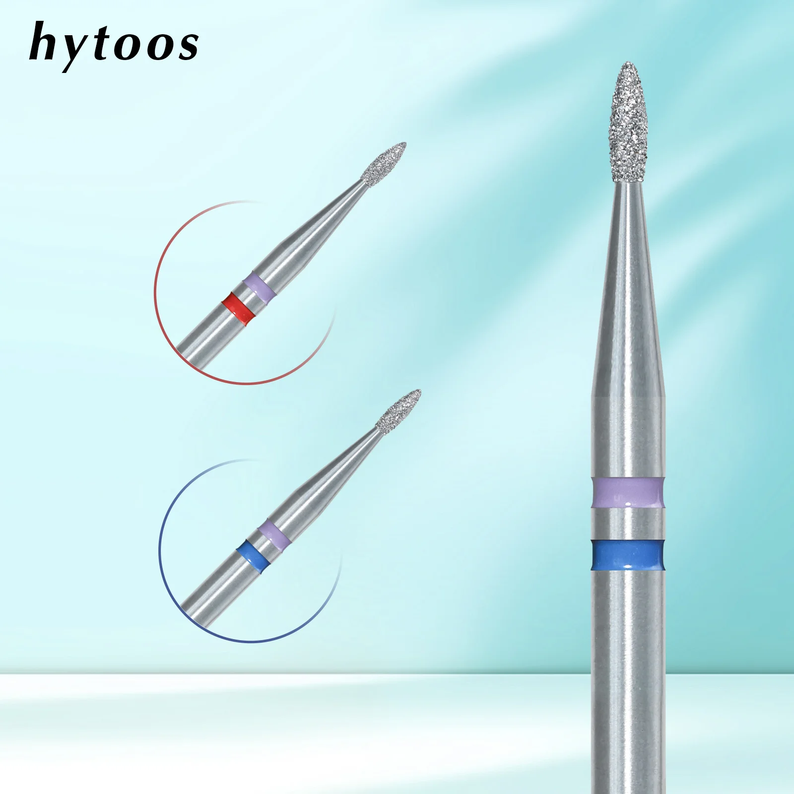 HYTOOS Min Flame Natural Diamond Nail Drill Bits Pro Cuticle Pocket Cleaning E File Bits for Nail Prep Sidewalls Manicure Tools