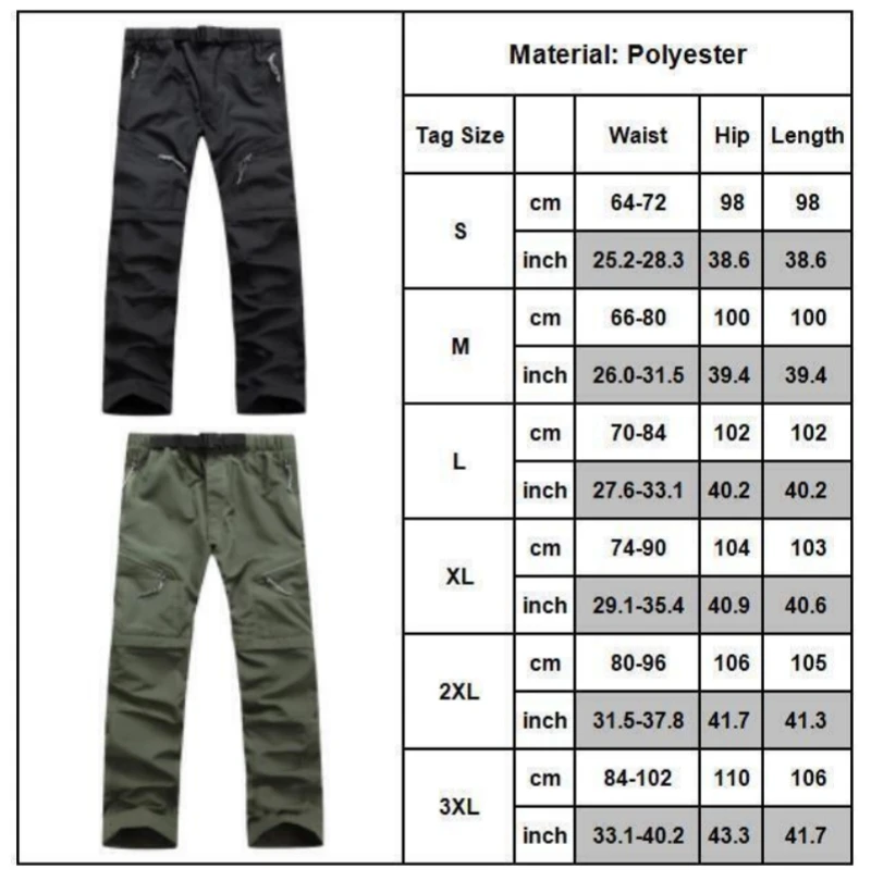 New Men\'S Fashion Convertible Quick Dry Zip Outdoor Hiking Pants Jogging Running Breathable Trousers Shorts