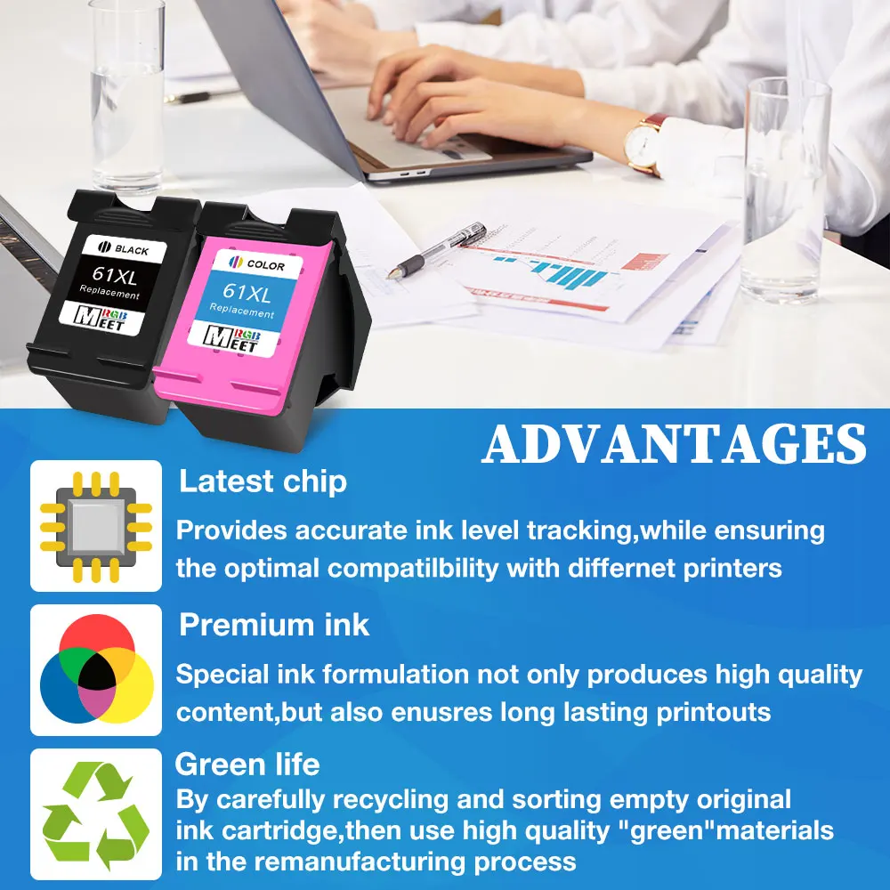 ALIZEO Compatible Ink Cartridge For HP 61XL Envy 4500 4502 5530 & Deskjet 2540 2541 2542 2543 2544 2546 2050 5532 5534 5535