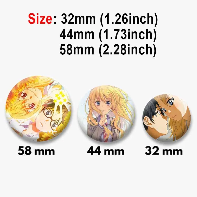 Anime Your Lie in April Coin Pins Cute Cartoon Character Kaori Badges on Backpack Accessories Jewelry Brooch Toy Gift for Friend