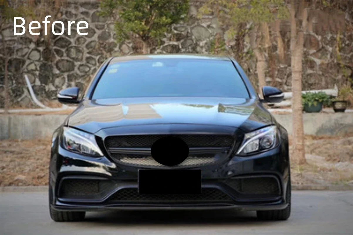 Body Kit Front Bumper Grill Engine Cover Trim Assembly for Mercedes-Benz W205 C200 C260 Modified C63 Style Kit Car Accessories