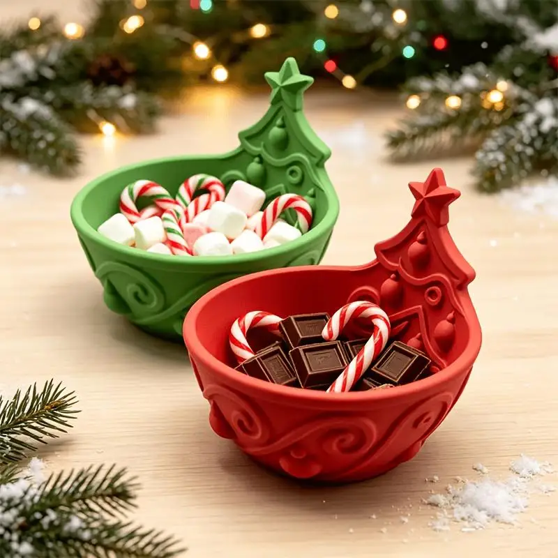 3D Printed Christmas Tree Shaped Storage Box Large Capacity Plastic Christmas Candy Bowl Decorative Jewelry Storage Tray