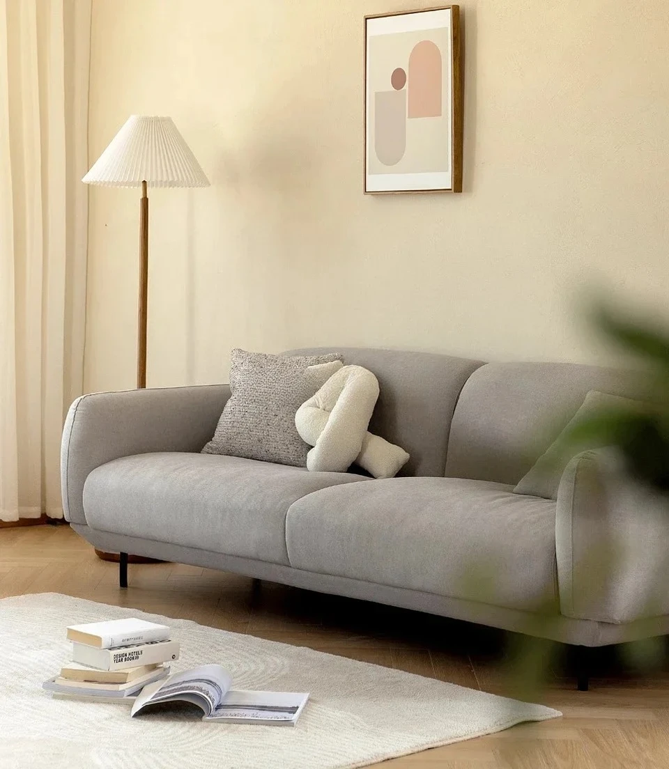 Vanilla Sofa  Retro Green Straight Fabric Three-Seater Sofa