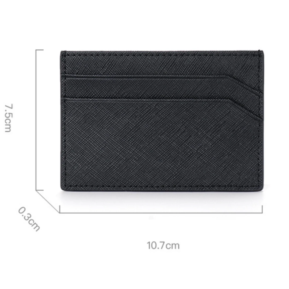 Genuine Leather Saffiano Business Card Holder 4 Card Positions 1 Cash Clip High-end Minimalist Design