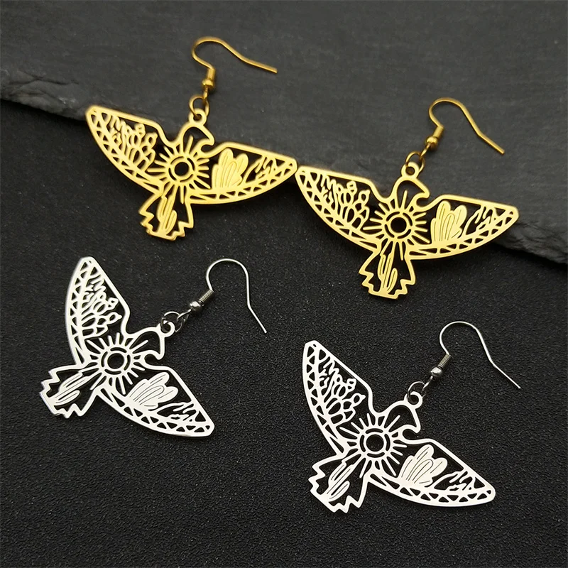 

Eagle Cactus Sun Dangle Earring for Women Men Gold Silver Color Stainless Steel Bohemia Animal Lover Scenery earrings Jewelry