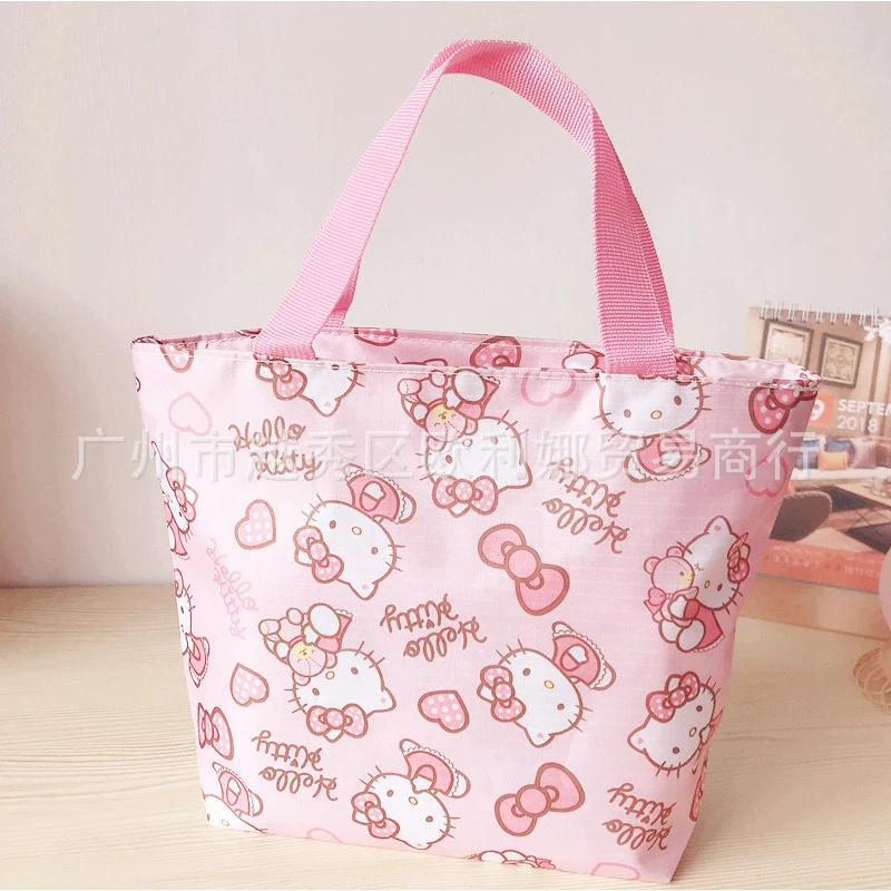 Kawaii Sanrio Hellokitty Cinnamoroll My Melody Portable Handbag Cartoon Waterproof Bento Bag Office Lunch Box Bag Storage Bag