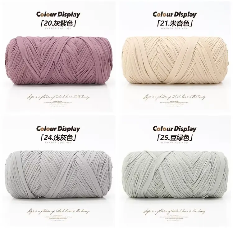 200 g/Stück Stoffgarn, Polyester, Häkel-T-Shirt-Garn, DIY-Basteln, Häkeln, Stricken – Taschen, Kissen, Puppen, Körbe 50 m/54 Yards – Detail 18