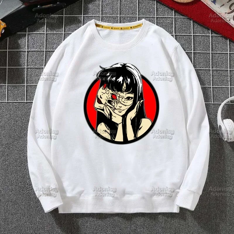 Tomie Manga Junji Ito Shintaro Kago Horror Uzumaki Men Hoodie Autumn Streetwear Pullover Sweatshirts Mens White Color Hoodie